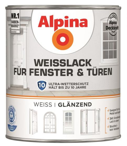 Alpina Weißlack für Fenster + Türen glänzend 750ml